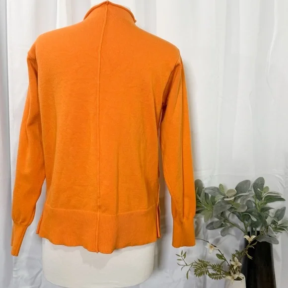 Mock neck long sleeve soft & cozy lounge sweater orange Women’s Medium - Picture 2 of 8